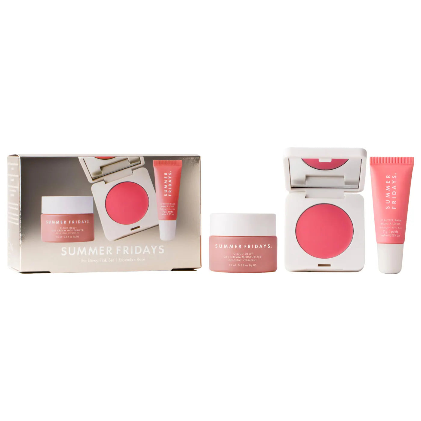 The Dewy Pink Set with mini Lip Butter Balm in Pink Sugar - Summer Fridays .PREVENTA