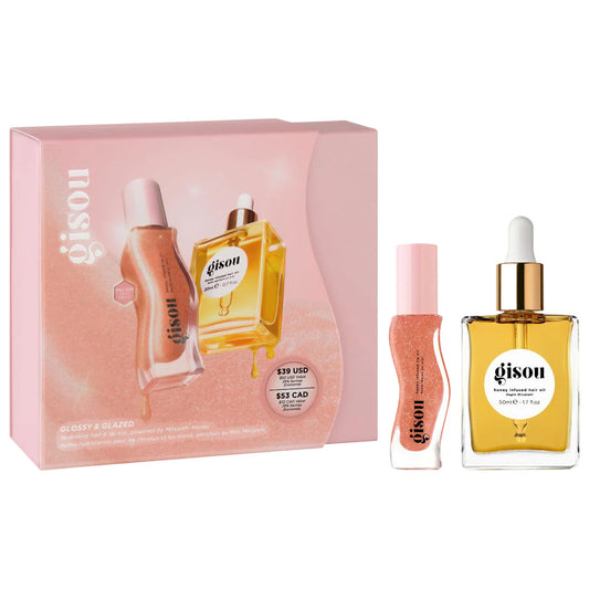 Glossy & Glazed Hair & Lip Oil Gift Set- Gisou  PREVENTA.