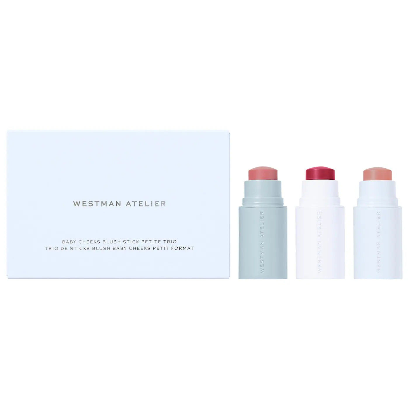 Mini Baby Cheeks Lip + Cheek Cream Blush Stick Trio Gift Set - Westman Atelier. PREVENTA.