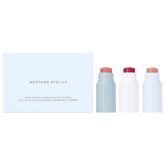 Mini Baby Cheeks Lip + Cheek Cream Blush Stick Trio Gift Set - Westman Atelier. PREVENTA.
